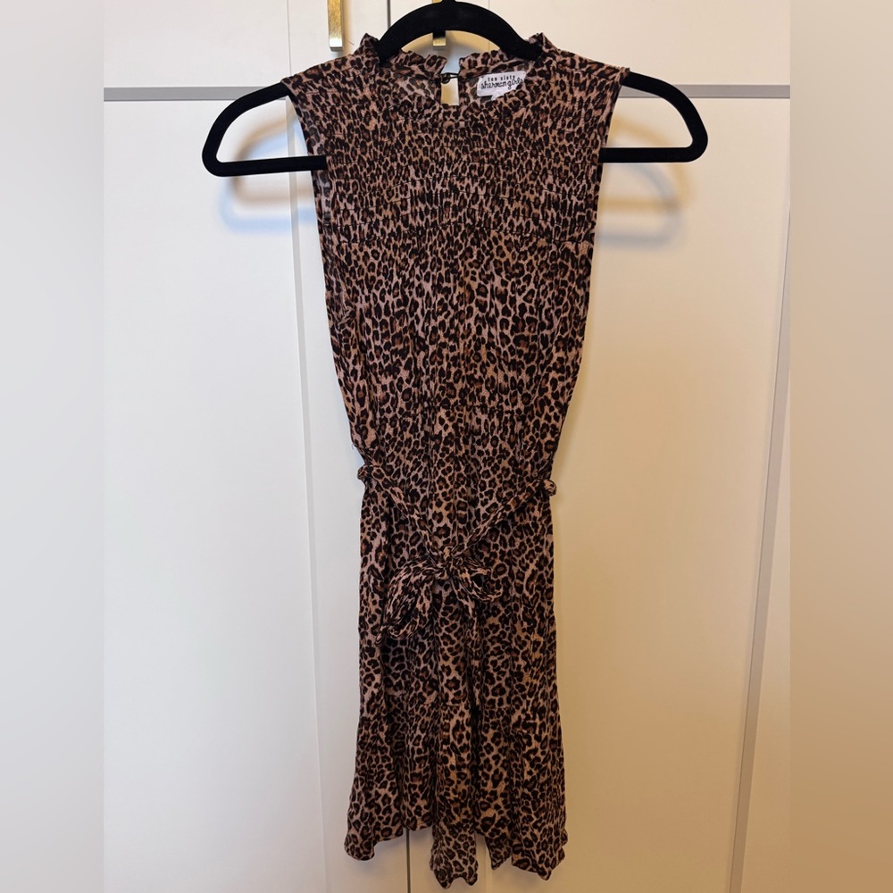 Girls’ Leopard Print Sleeveless Belted Dress